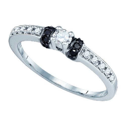 Classic Engagement Ring with Black Diamond