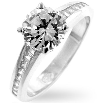 cz silver engagement ring